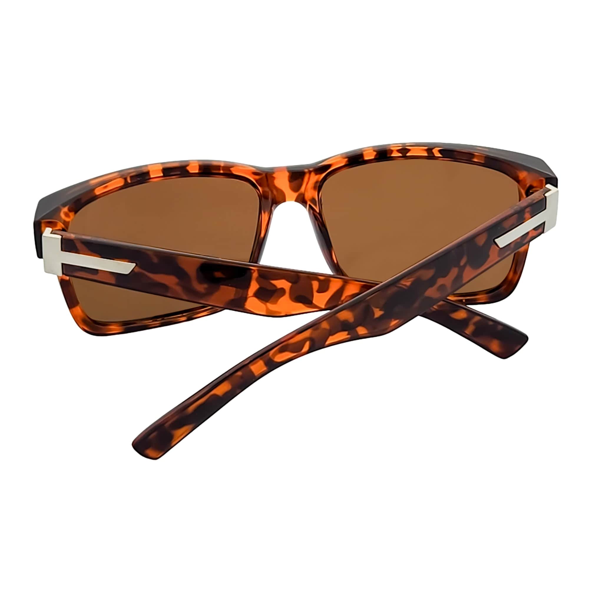 ENZO - Modern Sports Thick Square Sunglasses Tortoise Shell Brown Tint