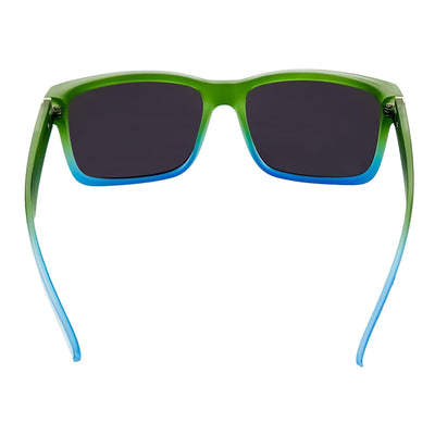 ENZO - Modern Sports Thick Square Sunglasses White - Green Blue Mirror - MorspecsM1005-10