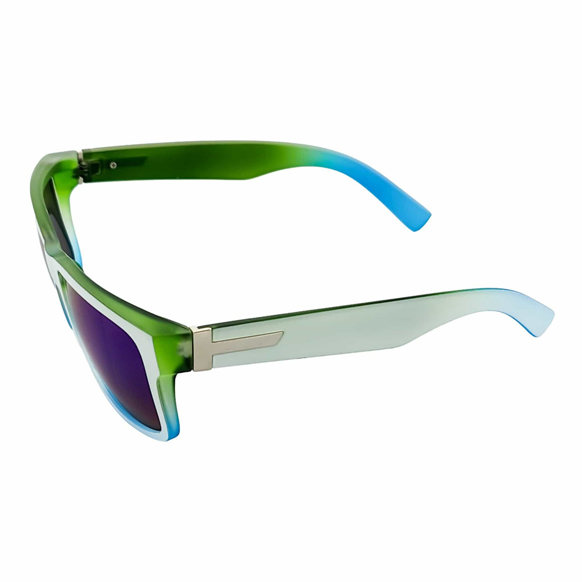 ENZO - Modern Sports Thick Square Sunglasses White - Green Blue Mirror - MorspecsM1005-10