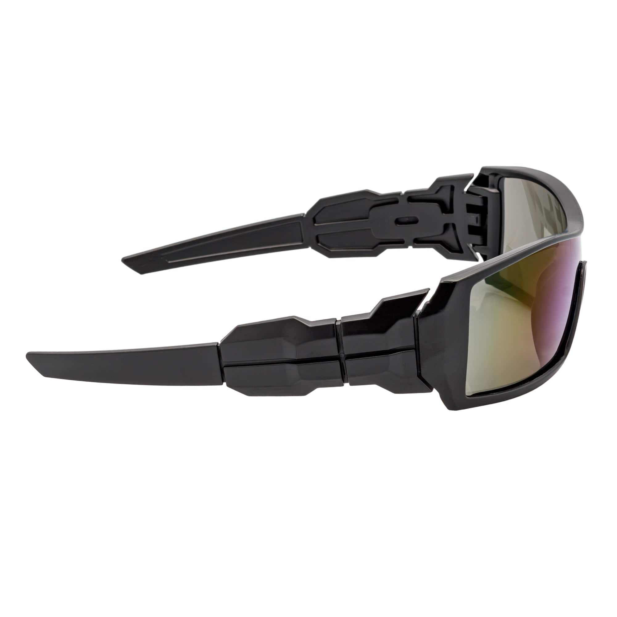 FUEL - Modern Sports Wraparound Single Lens Sunglasses Matte Black Blue Mirror