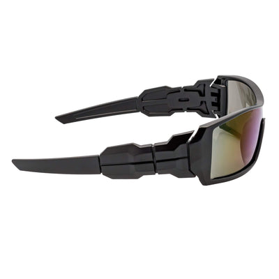 FUEL - Modern Sports Wraparound Single Lens Sunglasses Matte Black Blue Mirror