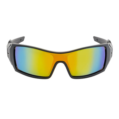 FUEL - Modern Sports Wraparound Single Lens Sunglasses Matte Black Orange Mirror