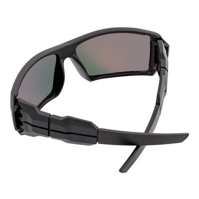 FUEL - Modern Sports Wraparound Single Lens Sunglasses Matte Black Orange Mirror
