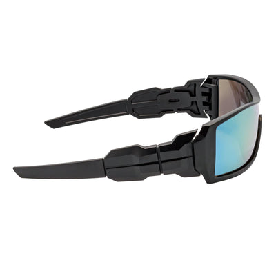FUEL - Modern Sports Wraparound Single Lens Sunglasses Matte Black Orange Mirror