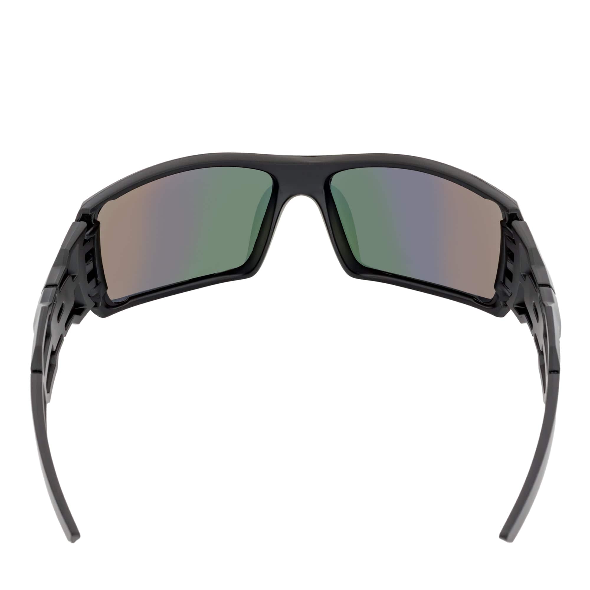 FUEL - Modern Sports Wraparound Single Lens Sunglasses Matte Black Orange Mirror