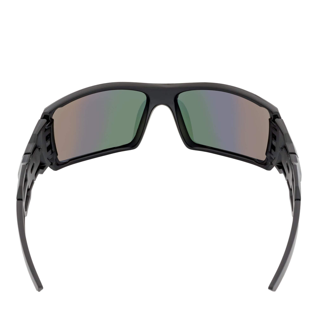 FUEL - Modern Sports Wraparound Single Lens Sunglasses Matte Black Orange Mirror