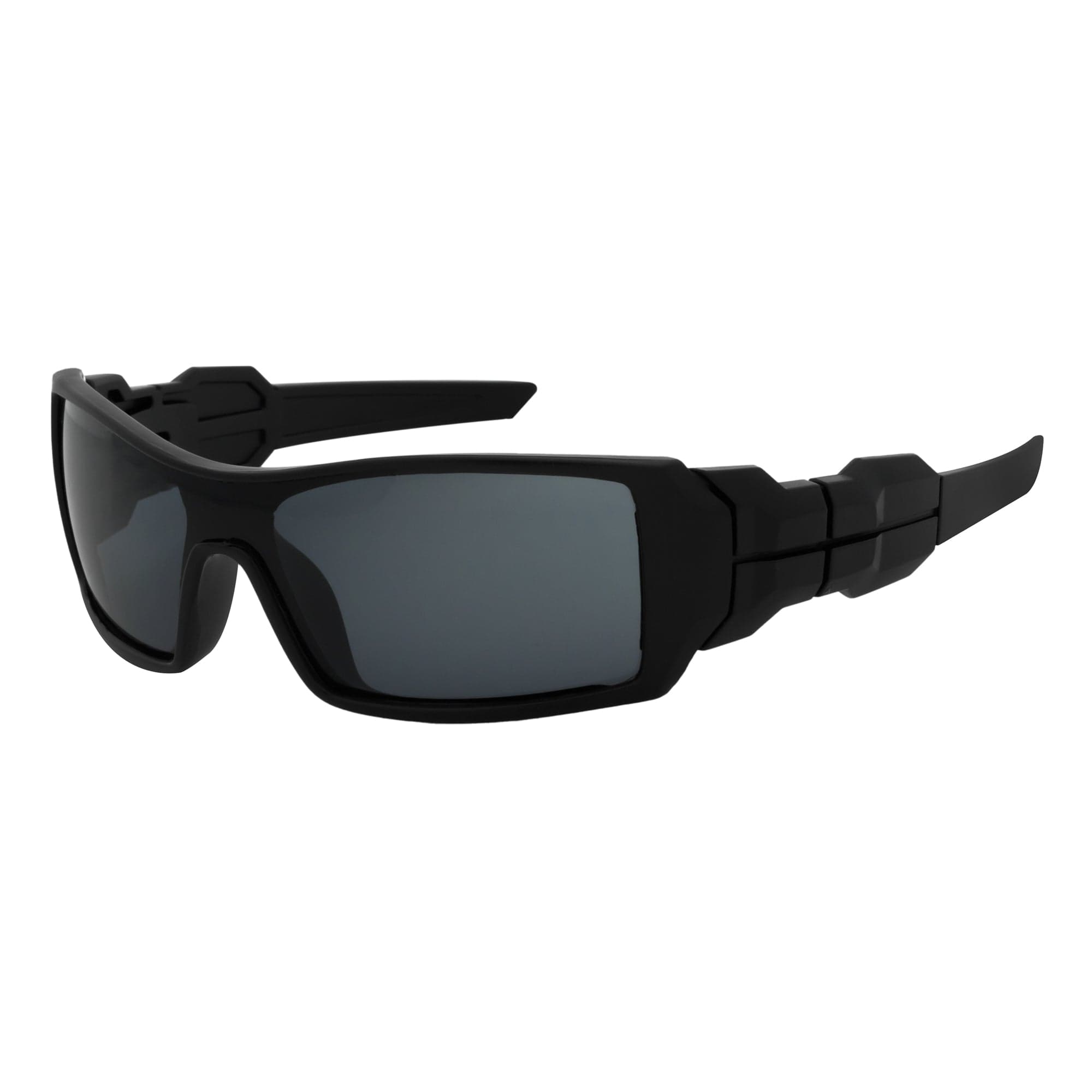 FUEL - Modern Sports Wraparound Single Lens Sunglasses Matte Black Smoke Tint
