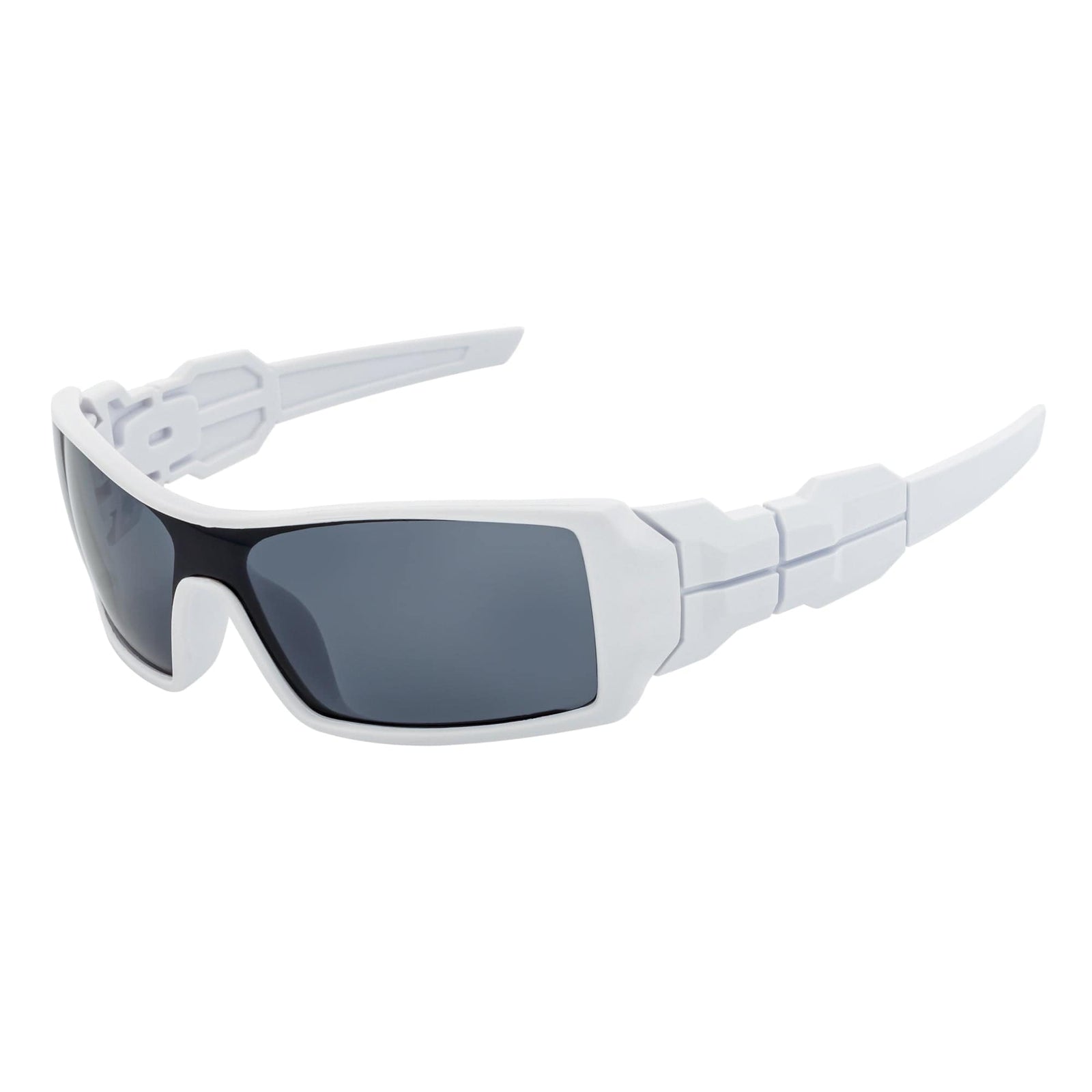 FUEL - Modern Sports Wraparound Single Lens Sunglasses Matte White Smoke Tint - MorspecsM1014-5