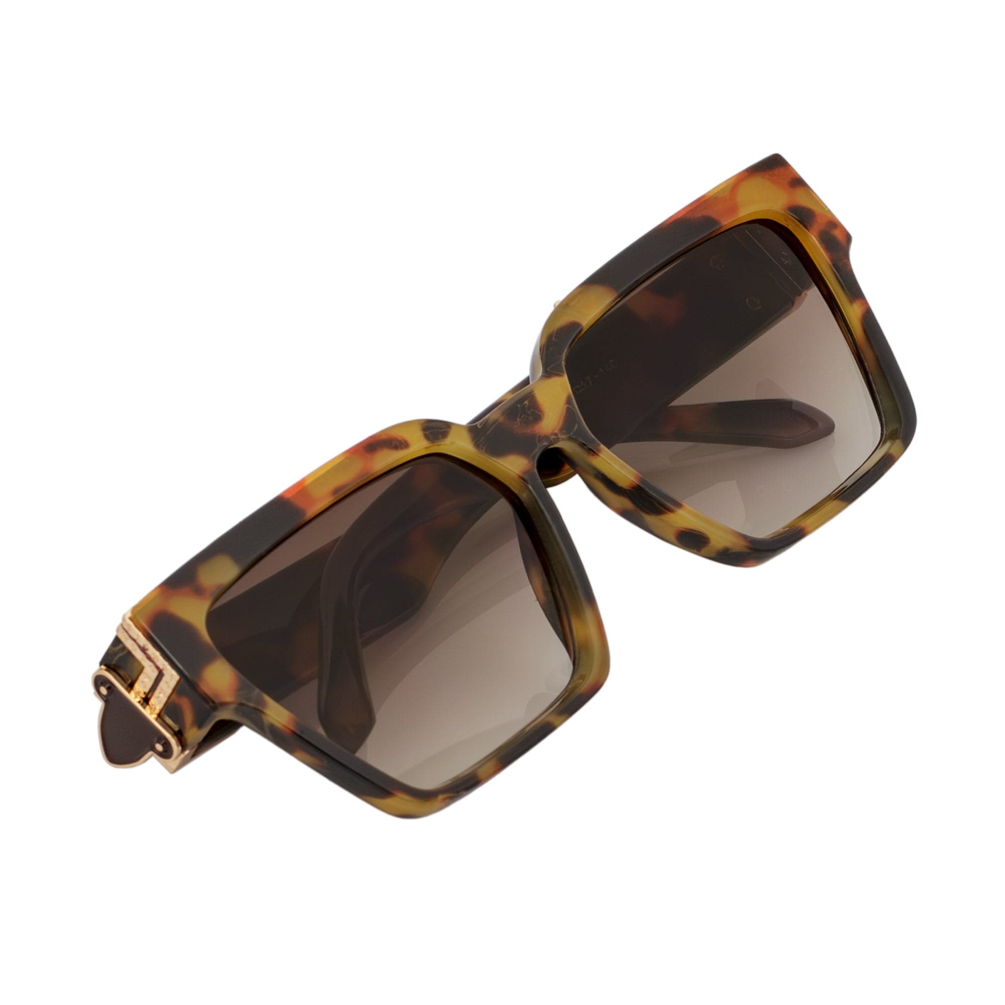 GUAP - High Fashion Metal Accent Square Sunglasses Tortoise - Gold Amber Fade - MorspecsM1023-2