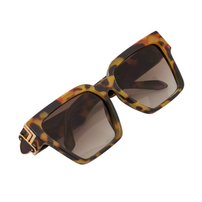 GUAP - High Fashion Metal Accent Square Sunglasses Tortoise - Gold Amber Fade - MorspecsM1023-2