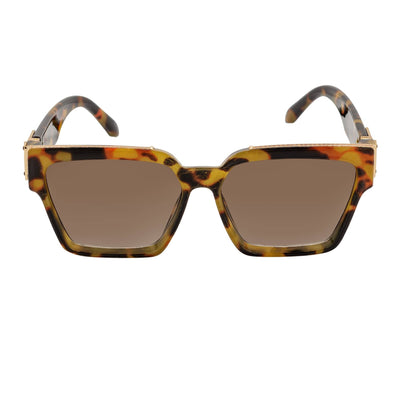 GUAP - High Fashion Metal Accent Square Sunglasses Tortoise - Gold Amber Fade - MorspecsM1023-2
