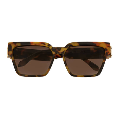 GUAP - High Fashion Metal Accent Square Sunglasses Tortoise - Gold Amber Fade