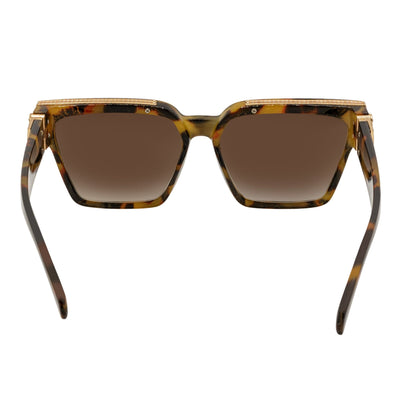 GUAP - High Fashion Metal Accent Square Sunglasses Tortoise - Gold Amber Fade