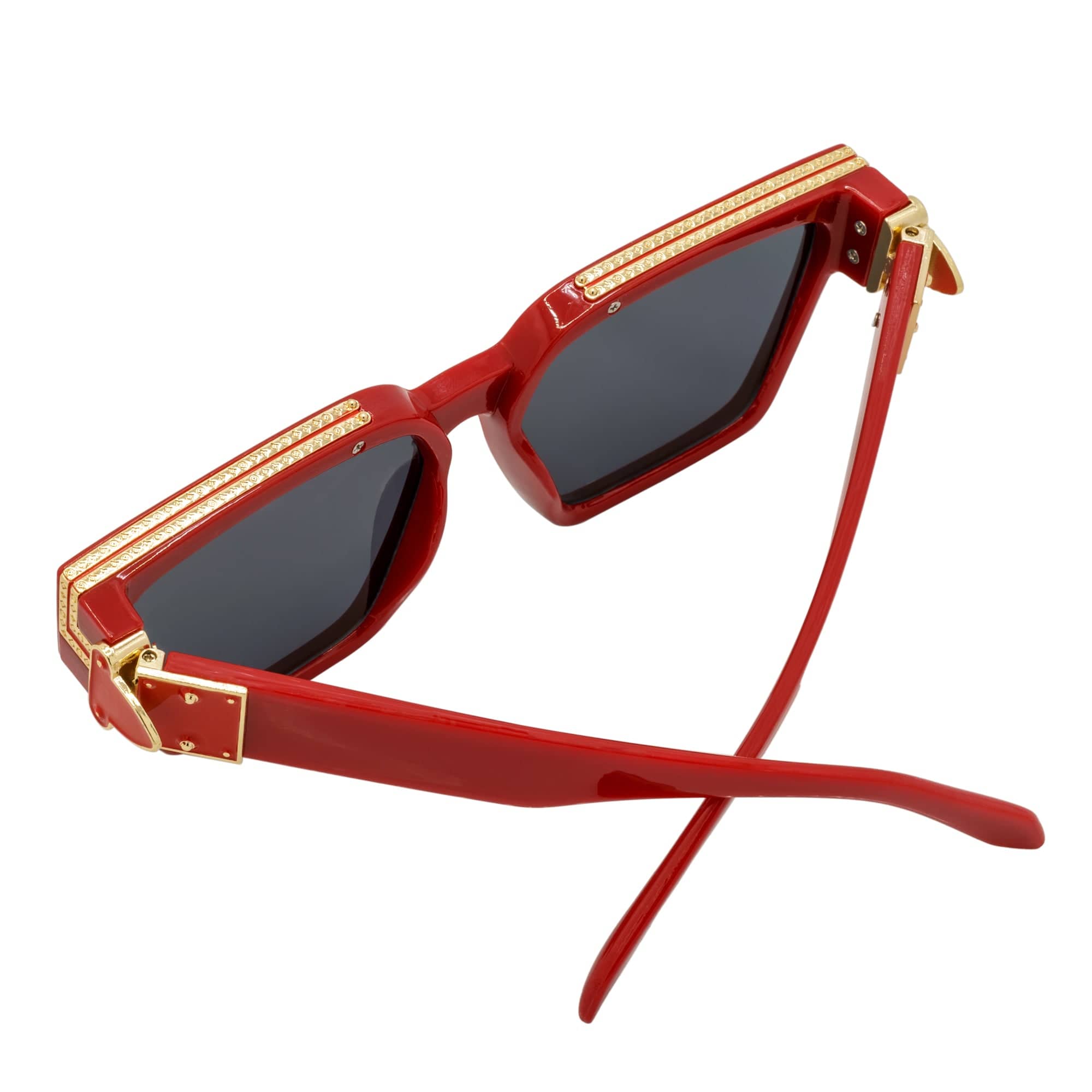 GUAP - Thick Square High Fashion Square Sunglasses Red - Gold Smoke Tint