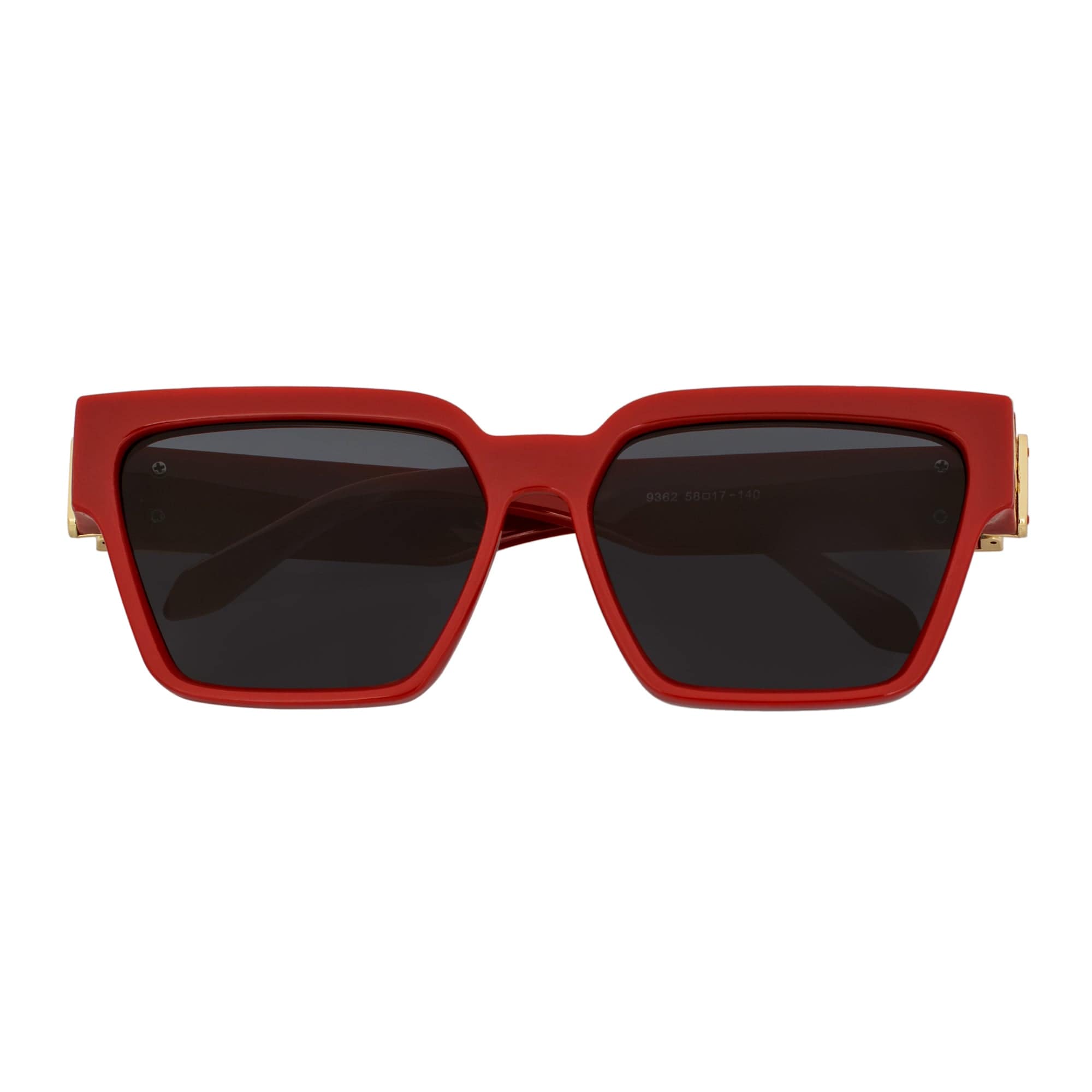 GUAP - Thick Square High Fashion Square Sunglasses Red - Gold Smoke Tint