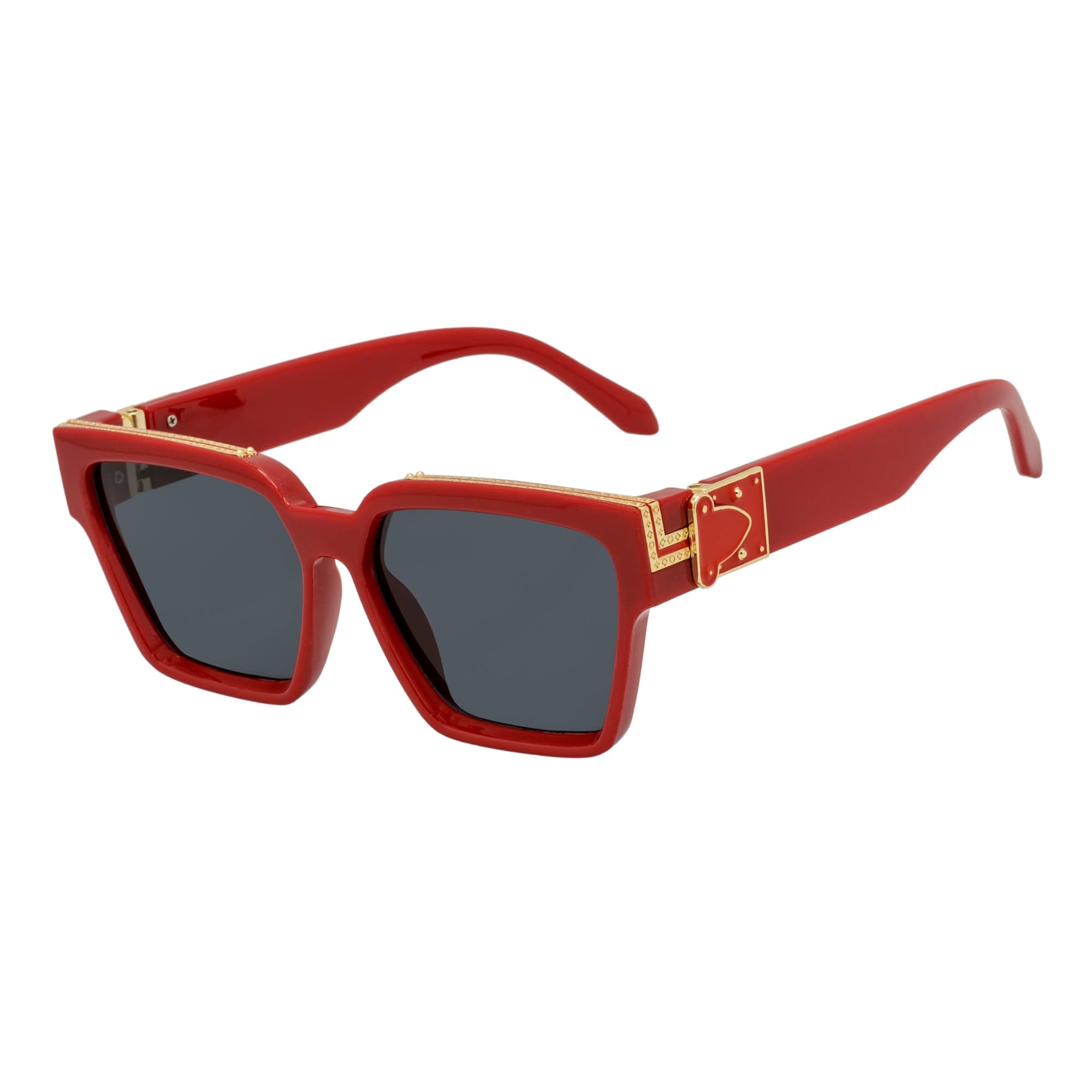 GUAP - Thick Square High Fashion Square Sunglasses Red - Gold Smoke Tint