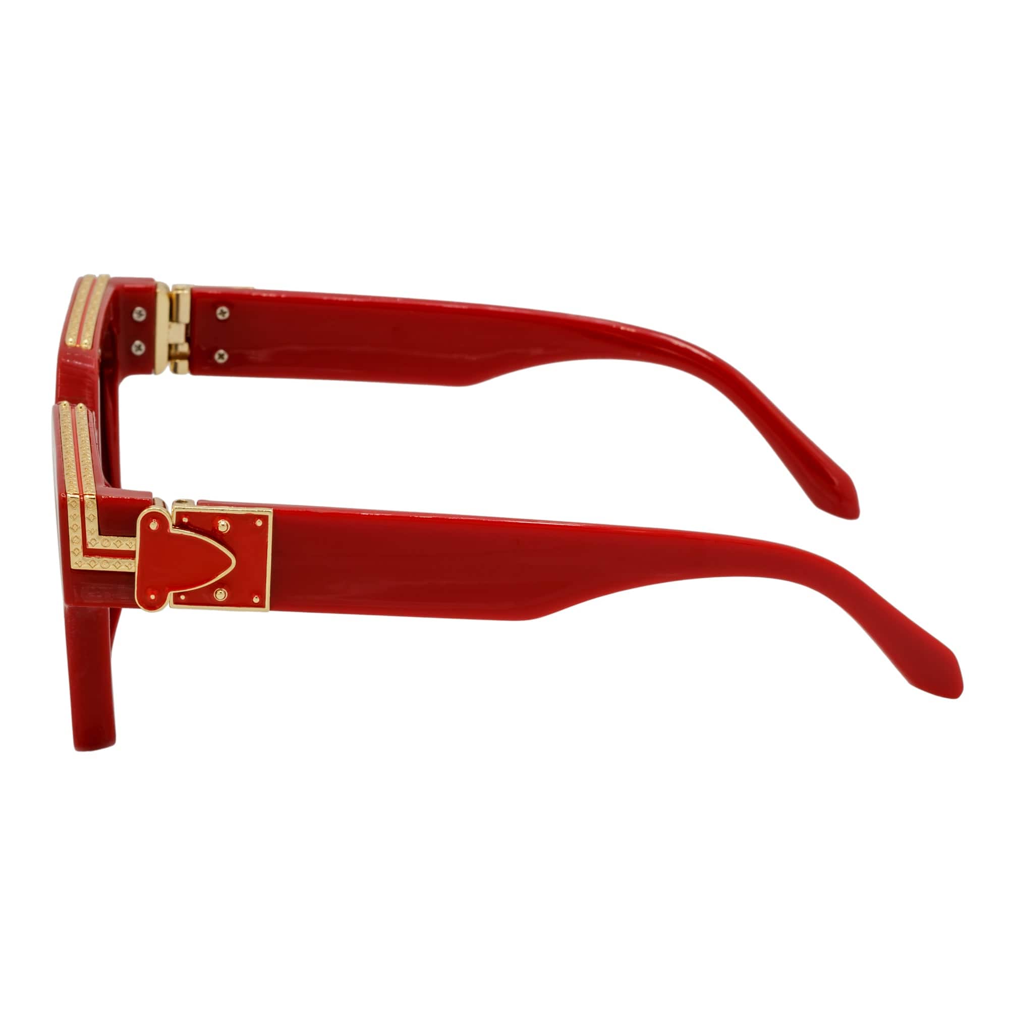 GUAP - Thick Square High Fashion Square Sunglasses Red - Gold Smoke Tint