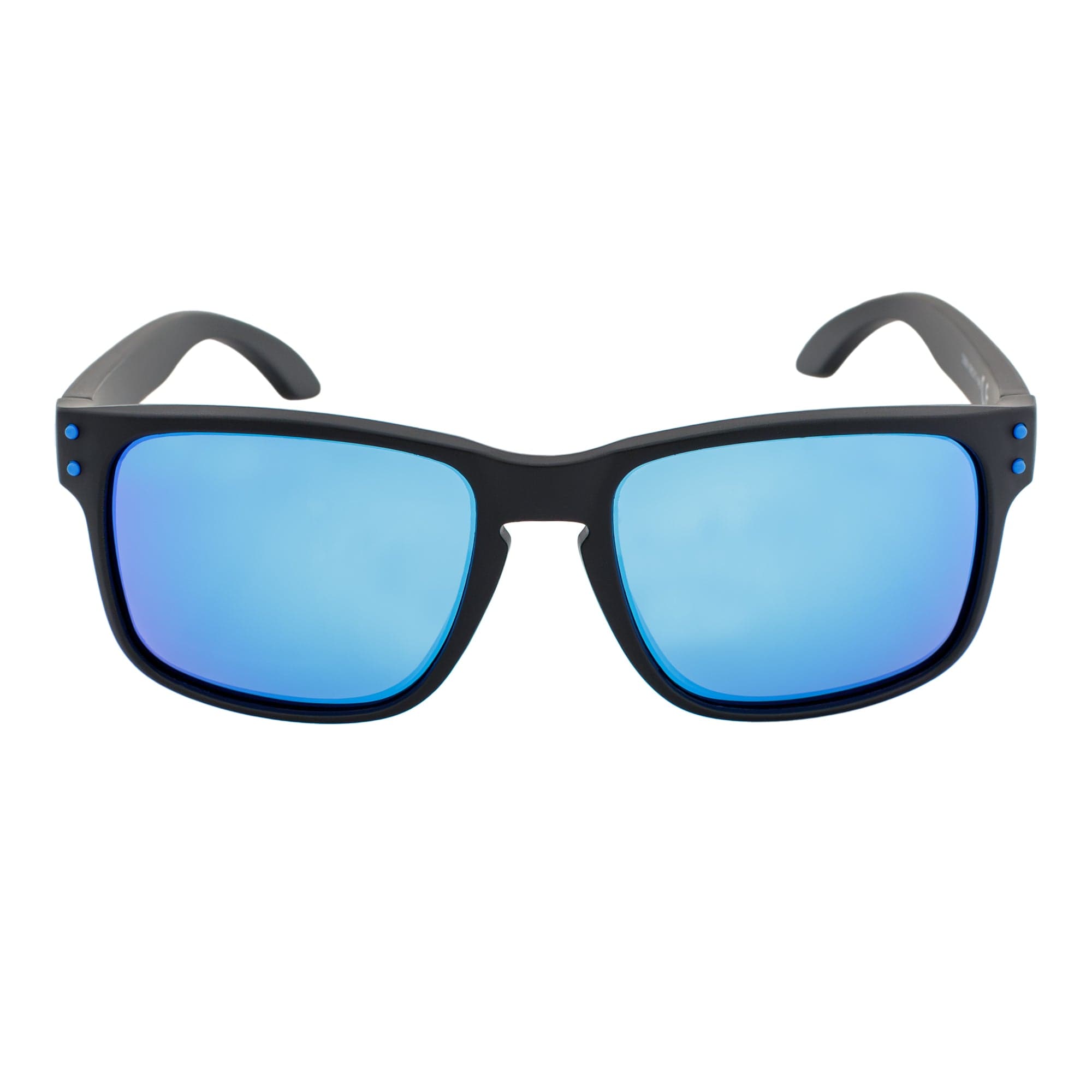 HALLBROOK - Polarized Modern Sports Sunglasses Matte Black Blue Mirror