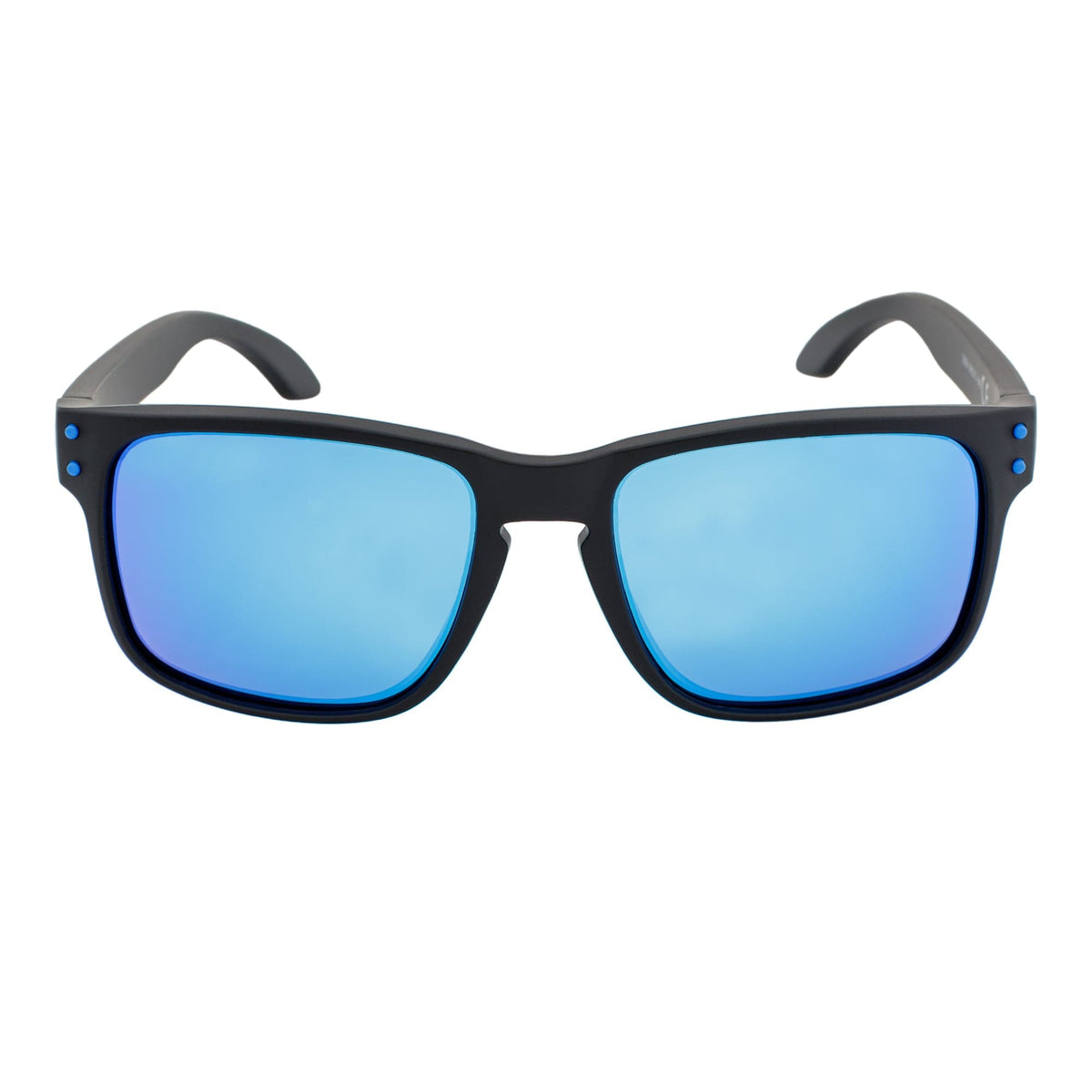 HALLBROOK - Polarized Modern Sports Sunglasses Matte Black Blue Mirror
