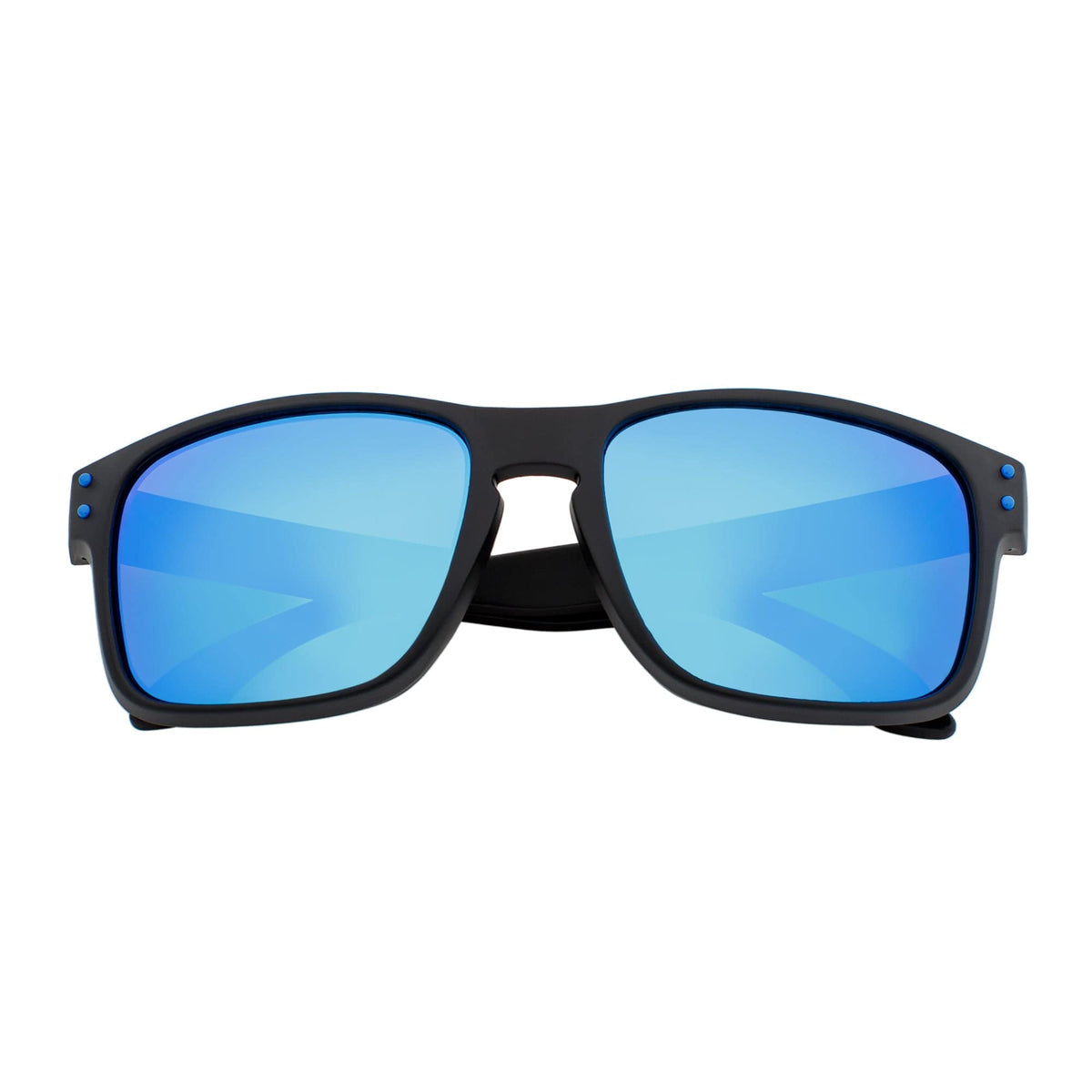 HALLBROOK - Polarized Modern Sports Sunglasses Matte Black Blue Mirror