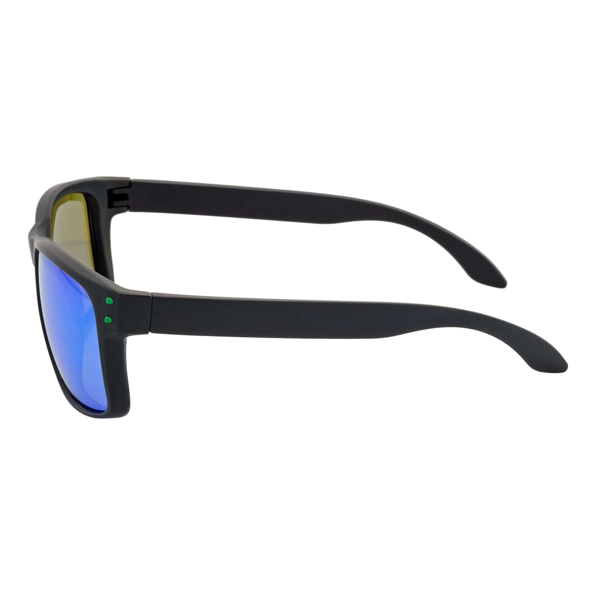 HALLBROOK - Polarized Modern Sports Horn Sunglasses Matte Black Green Mirror