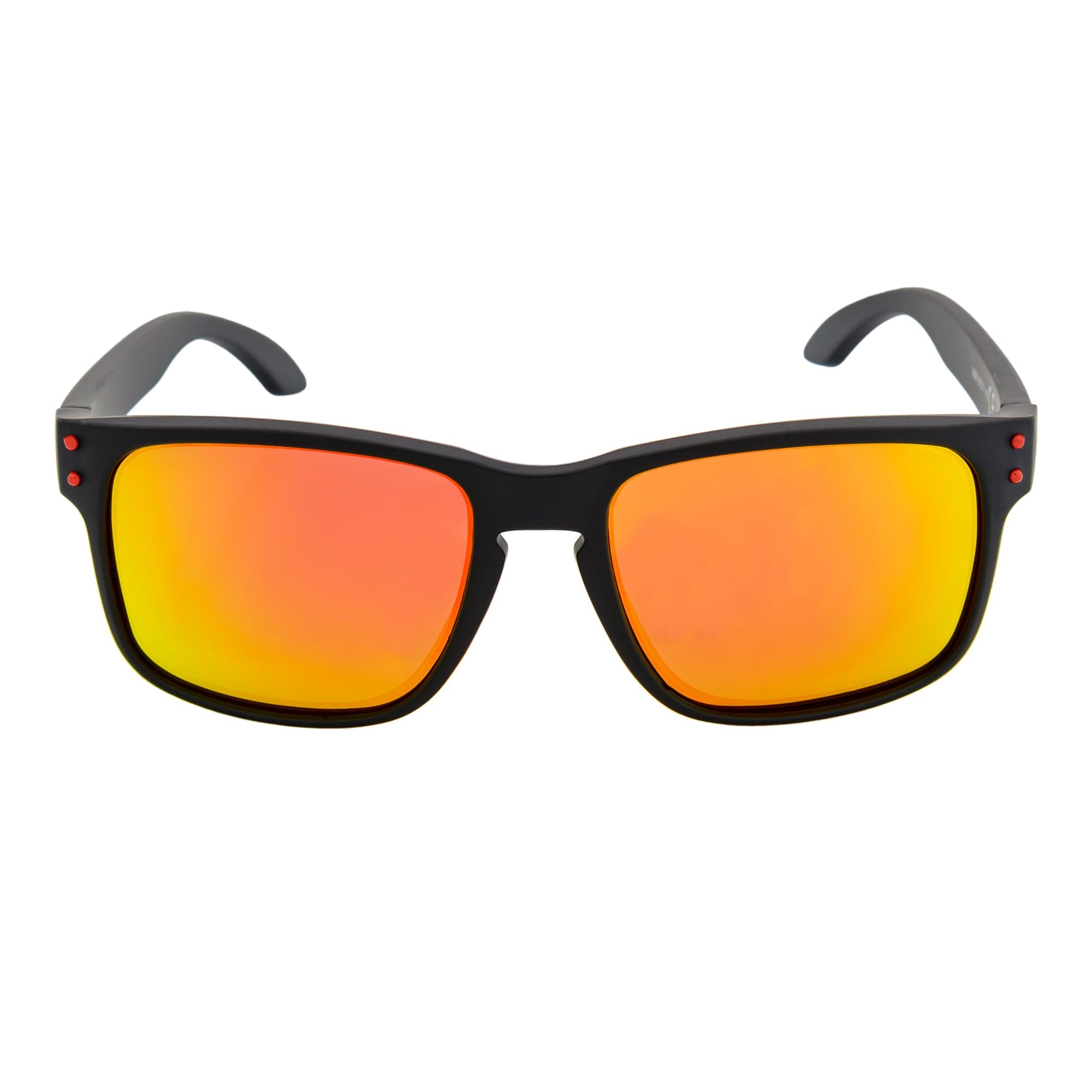 HALLBROOK - Polarized Modern Sports Sunglasses Matte Black Orange Mirror