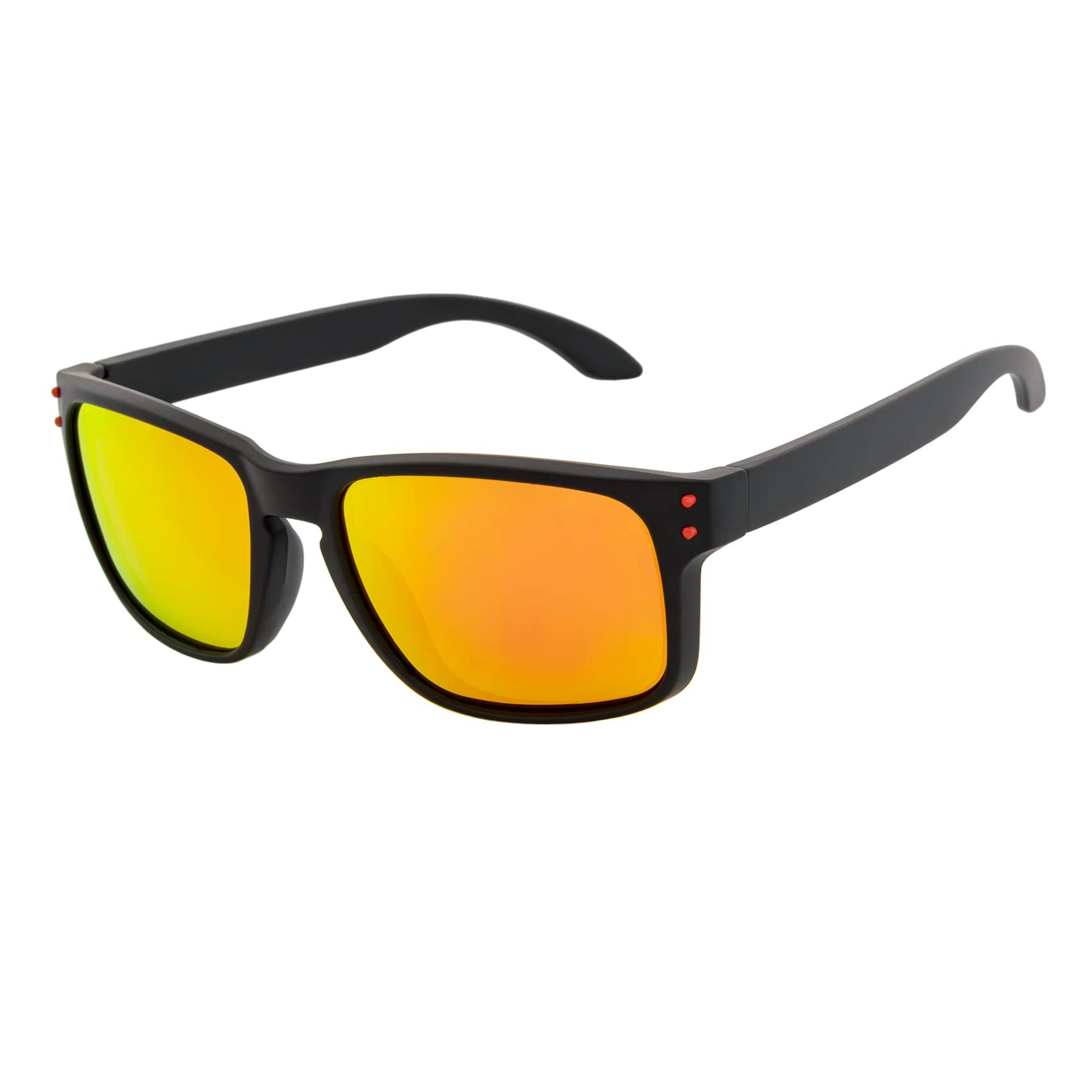HALLBROOK - Polarized Modern Sports Sunglasses Matte Black Orange Mirror