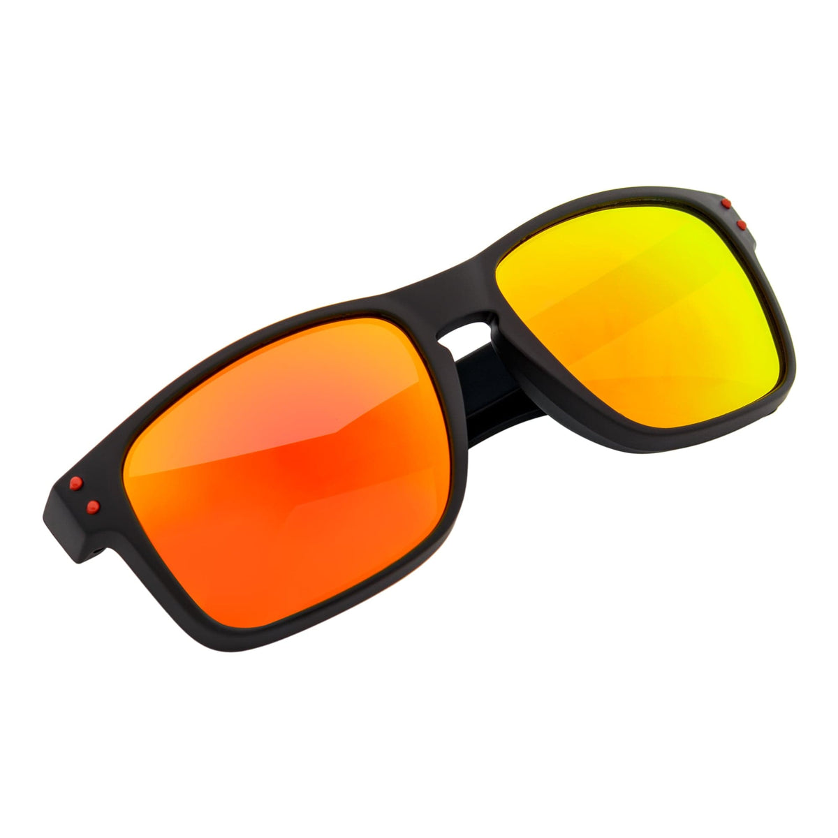 HALLBROOK - Polarized Modern Sports Sunglasses Matte Black Orange Mirror