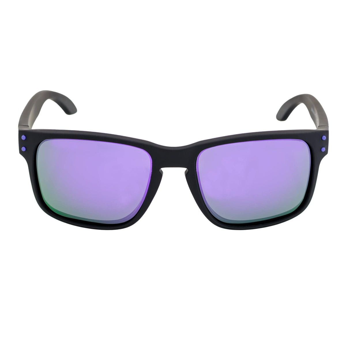 HALLBROOK - Polarized Modern Sports Sunglasses Matte Black Purple Mirror