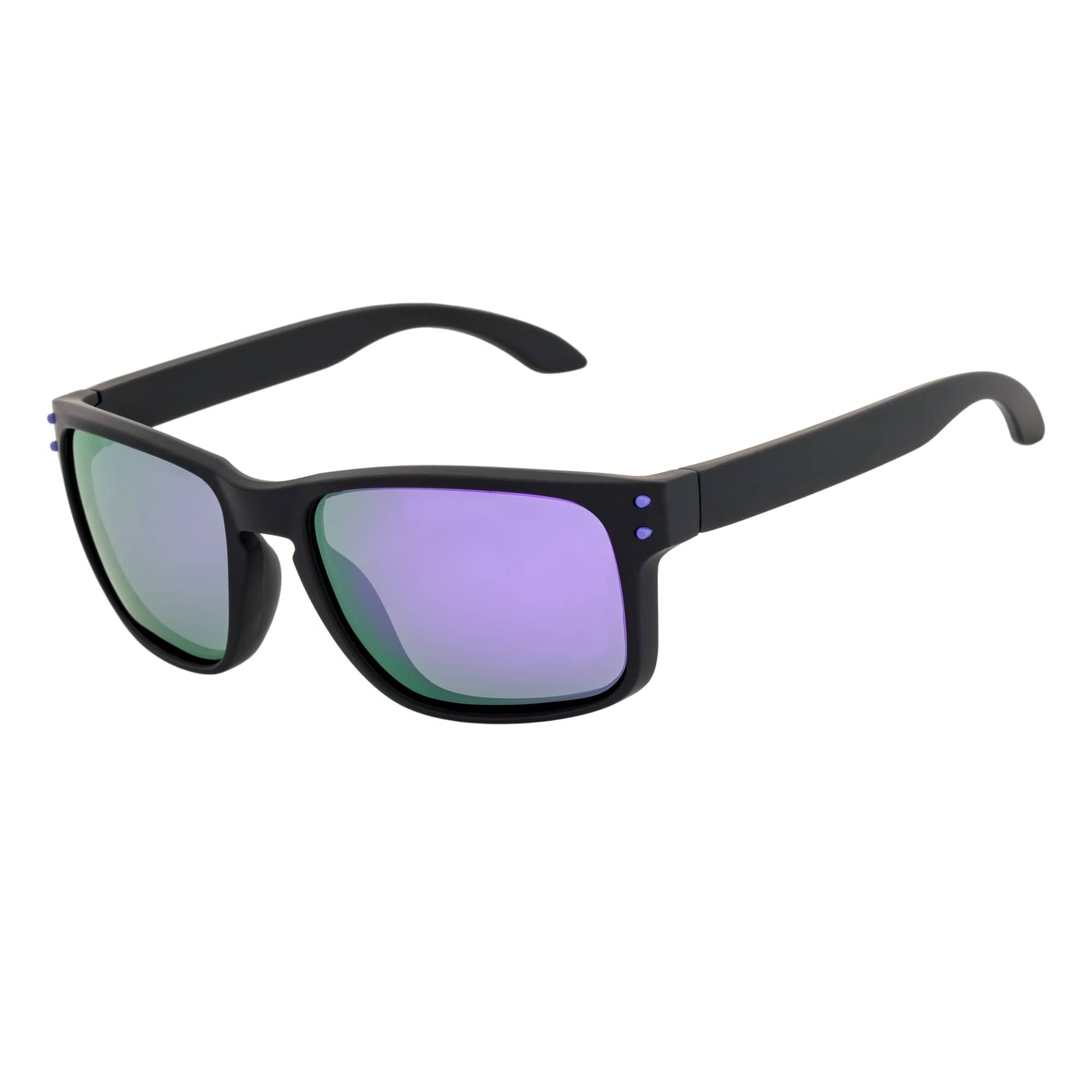 HALLBROOK - Polarized Modern Sports Sunglasses Matte Black Purple Mirror