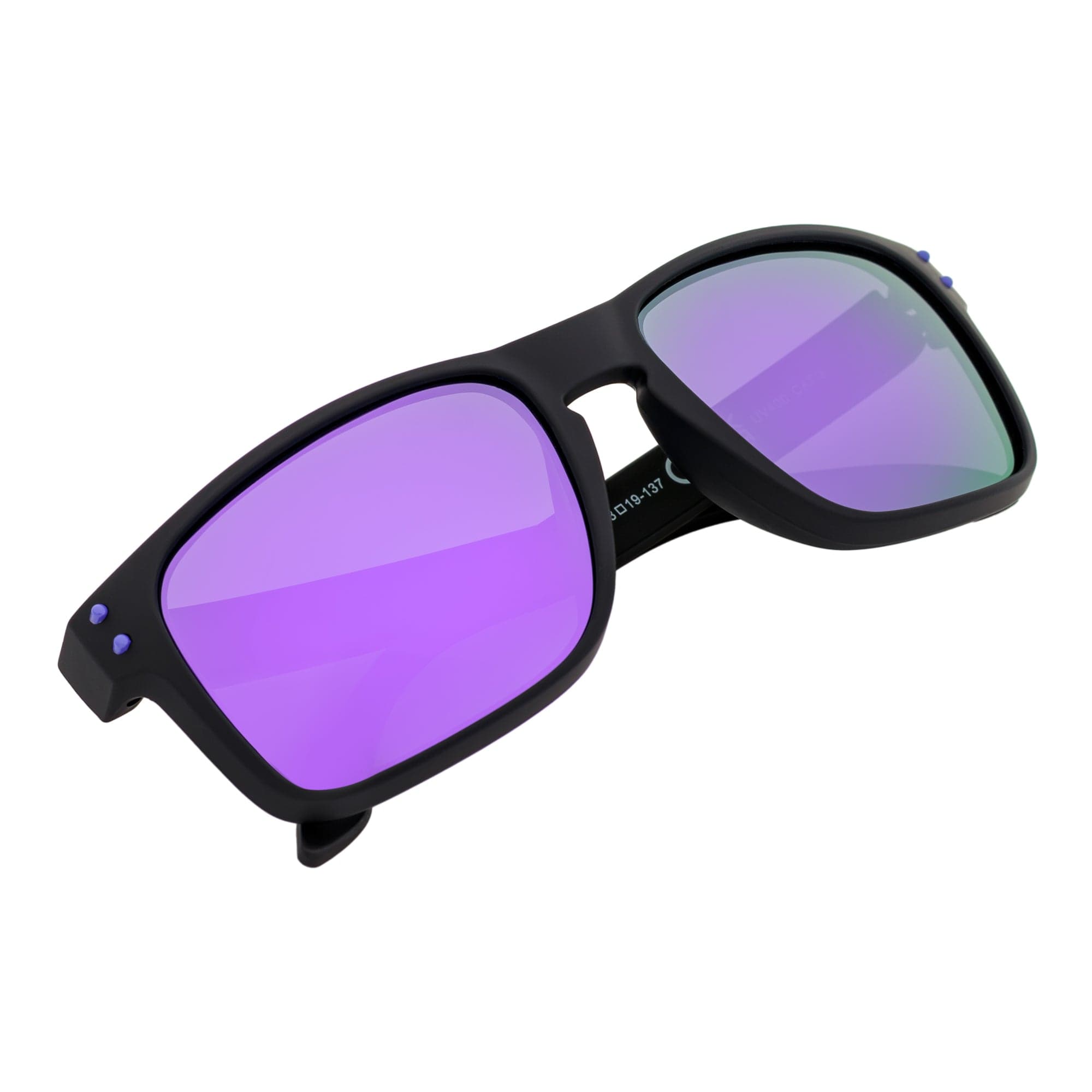 HALLBROOK - Polarized Modern Sports Sunglasses Matte Black Purple Mirror