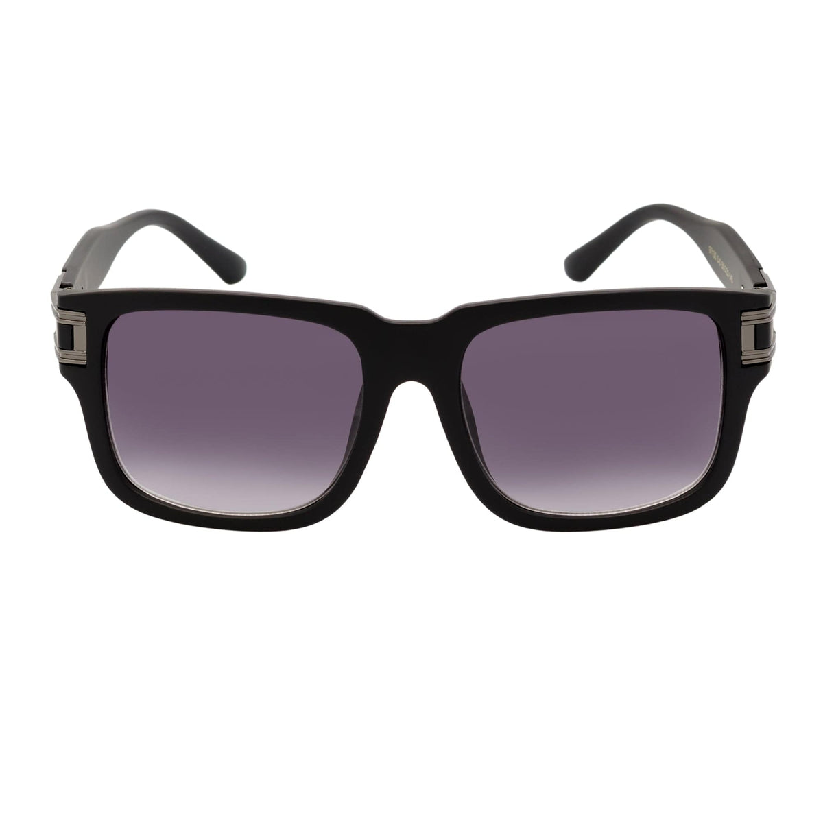 IMPERIAL - Square Two - Tone Metal Accent Square Sunglasses Black - Gunmetal Lavender