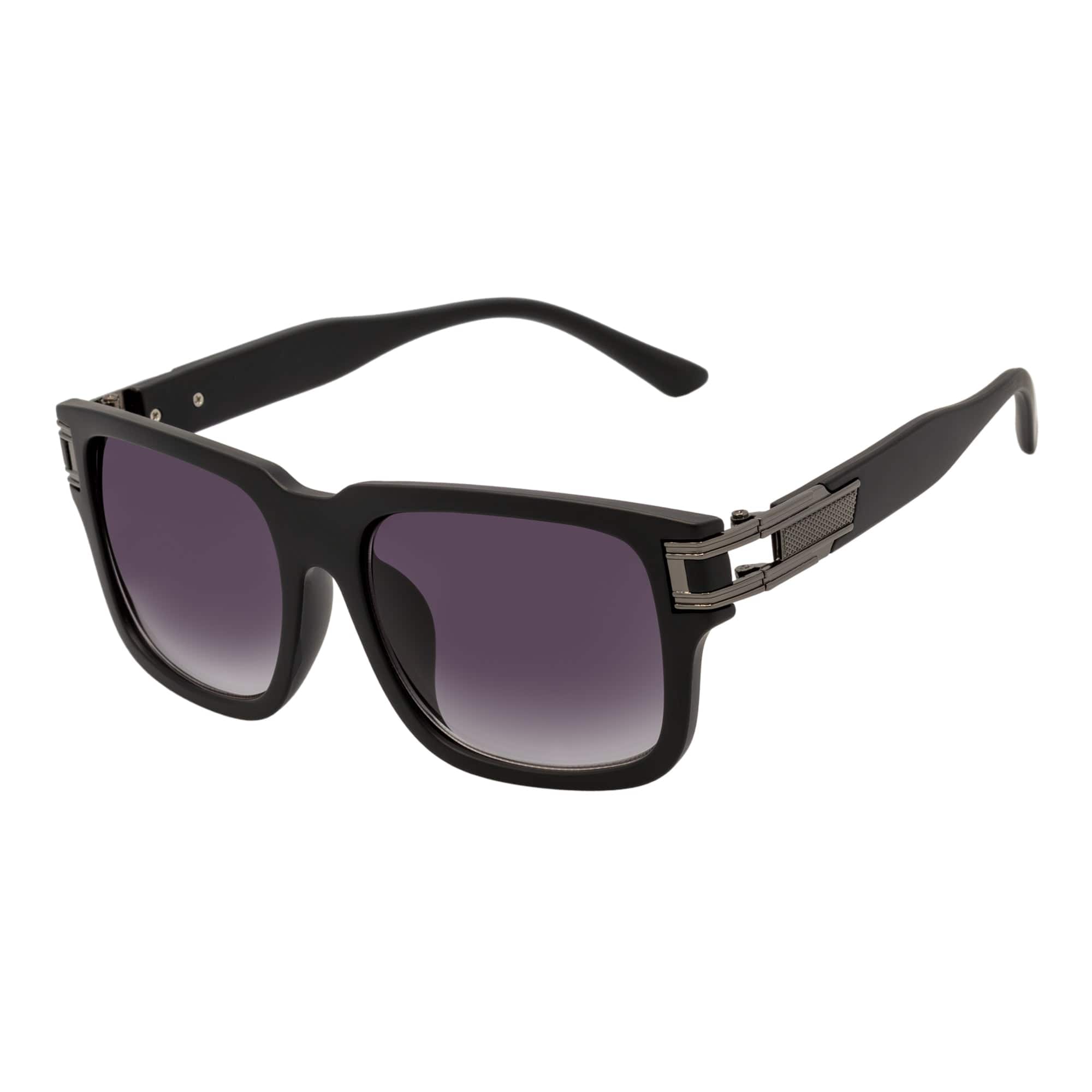 IMPERIAL - Square Two - Tone Metal Accent Square Sunglasses Black - Gunmetal Lavender