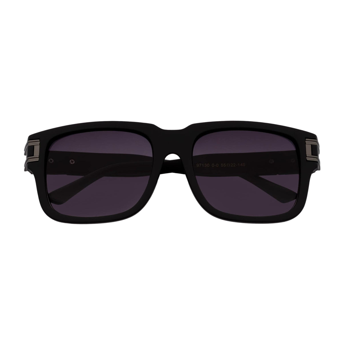 IMPERIAL - Square Two - Tone Metal Accent Square Sunglasses Black - Gunmetal Lavender