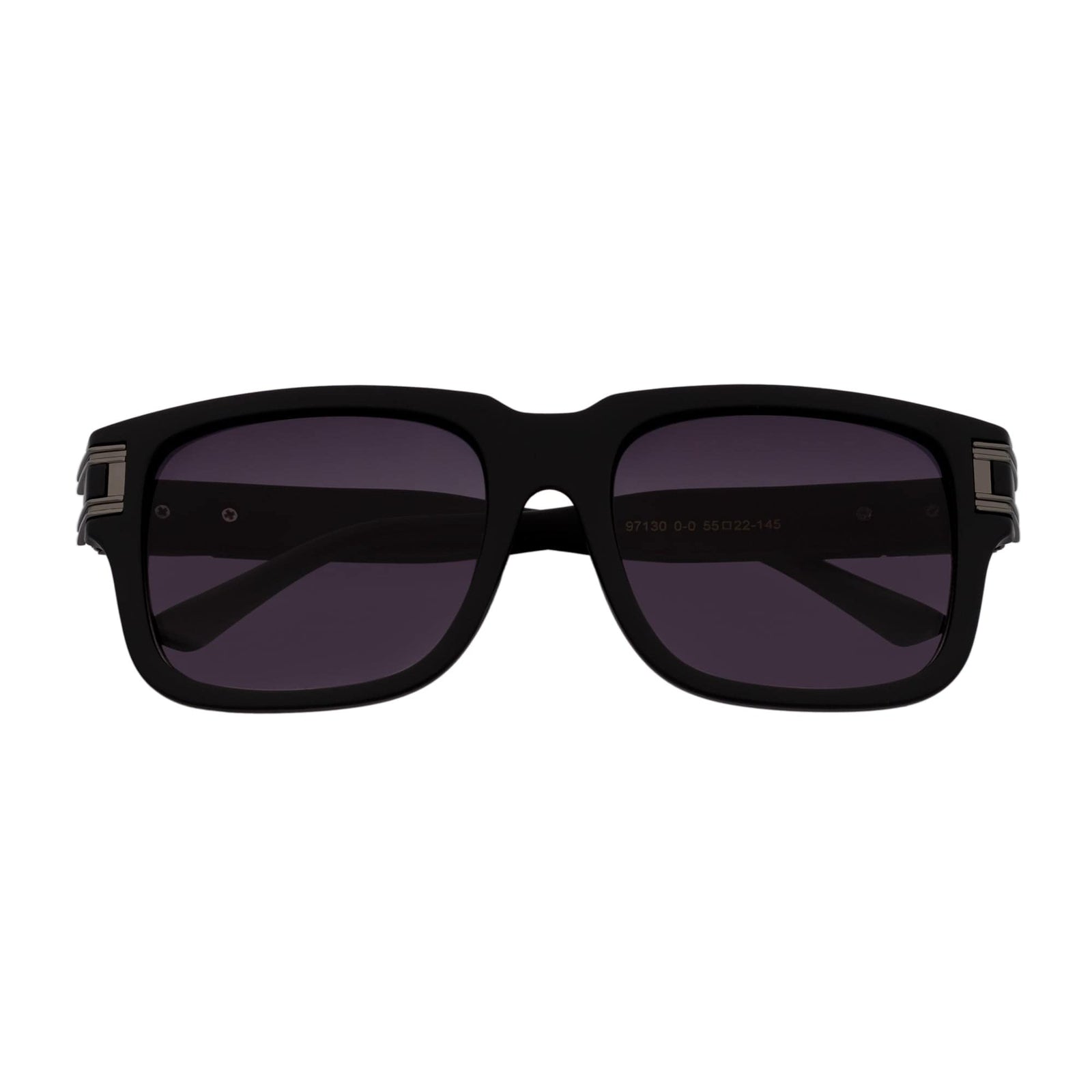 IMPERIAL - Square Two - Tone Metal Accent Square Sunglasses Black - Gunmetal Lavender