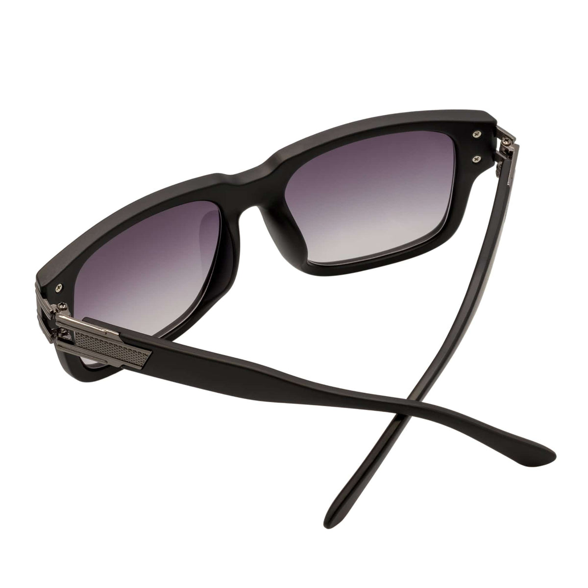 IMPERIAL - Square Two - Tone Metal Accent Square Sunglasses Black - Gunmetal Lavender