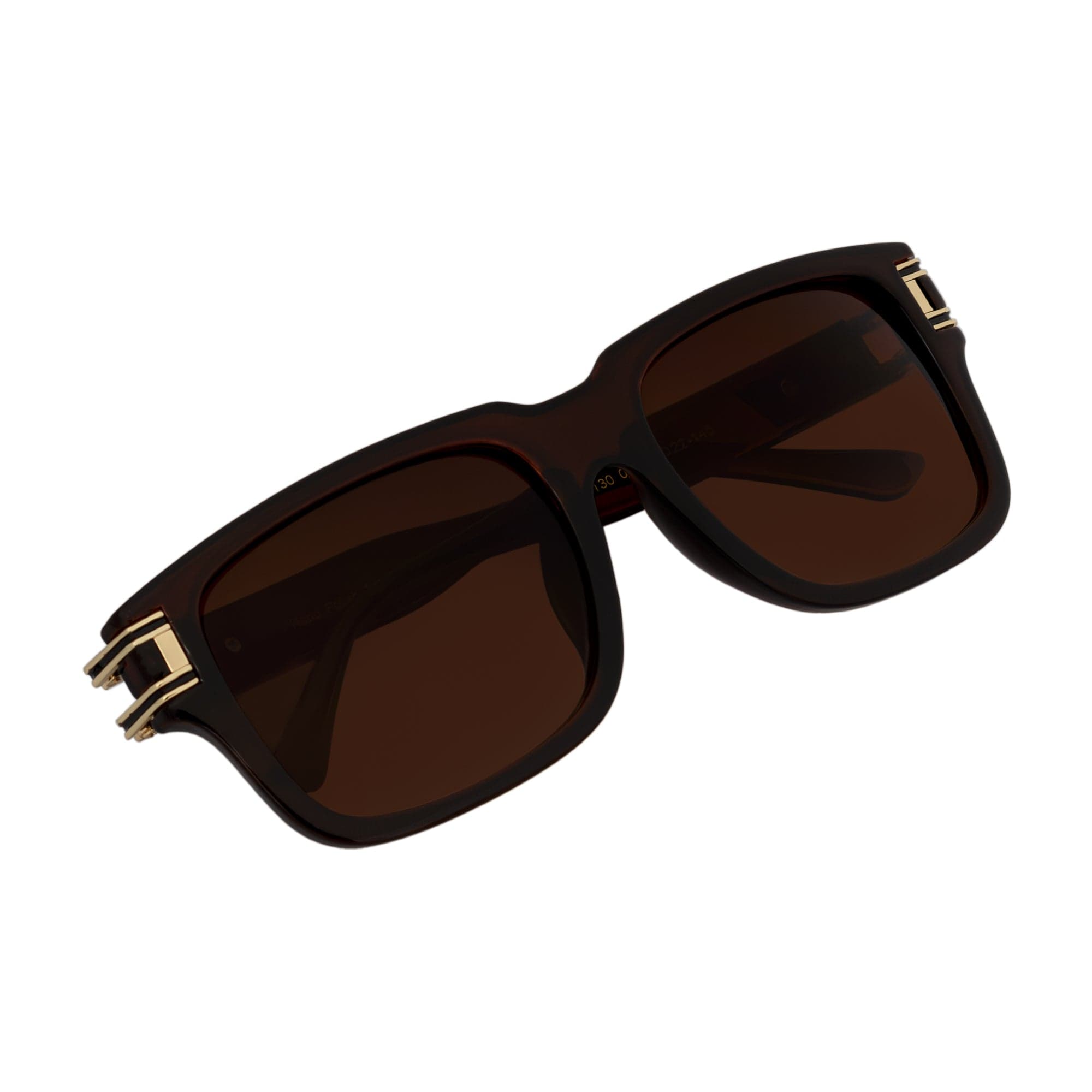 IMPERIAL - Square Two - Tone Metal Accent Square Sunglasses Clear Brown Amber Fade