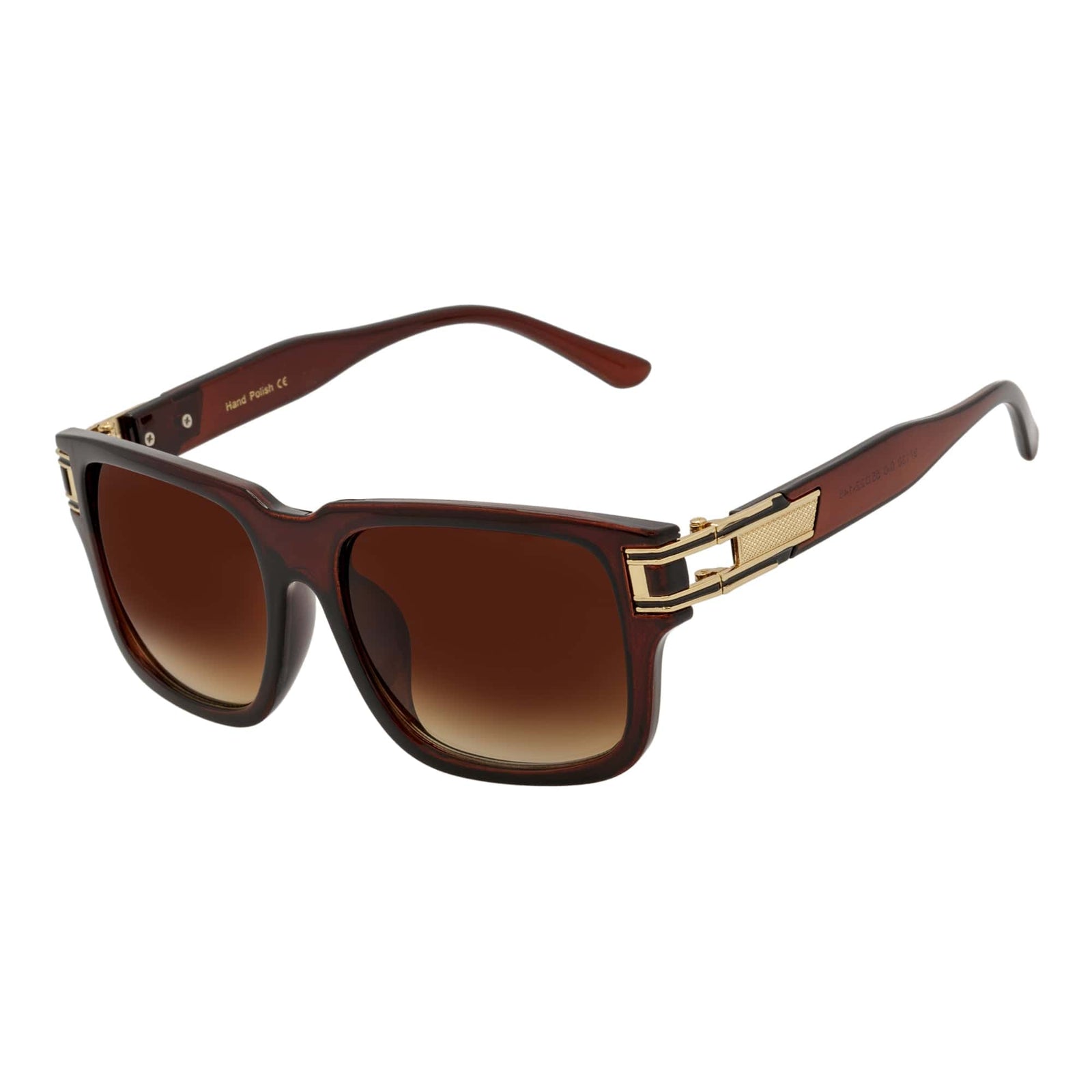 IMPERIAL - Square Two - Tone Metal Accent Square Sunglasses Clear Brown Amber Fade