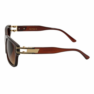 IMPERIAL - Square Two - Tone Metal Accent Square Sunglasses Clear Brown Amber Fade