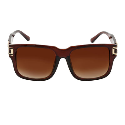 IMPERIAL - Square Two - Tone Metal Accent Square Sunglasses Clear Brown Amber Fade