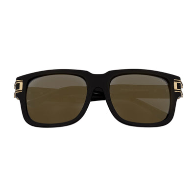 IMPERIAL - Square Two - Tone Metal Accent Square Sunglasses Gloss Black - Gold Gold Mirror