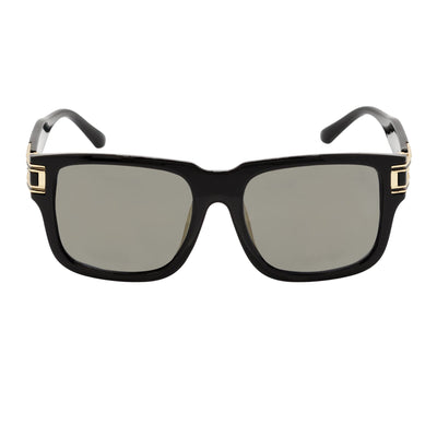 IMPERIAL - Square Two - Tone Metal Accent Square Sunglasses Gloss Black - Gold Gold Mirror