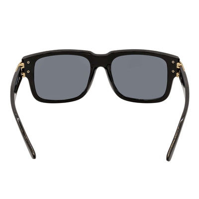 IMPERIAL - Square Two - Tone Metal Accent Square Sunglasses Gloss Black - Gold Gold Mirror