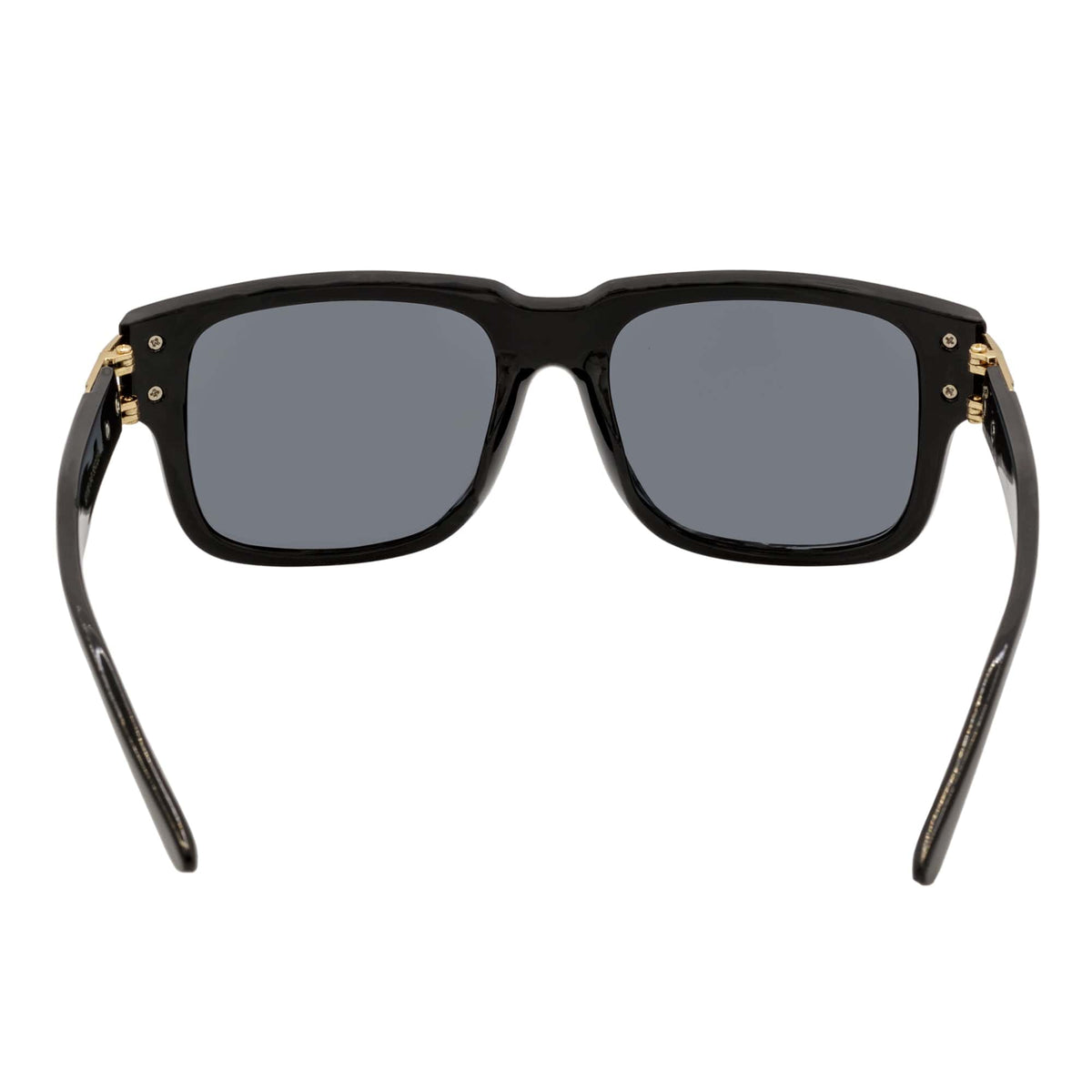IMPERIAL - Square Two - Tone Metal Accent Square Sunglasses Gloss Black - Gold Gold Mirror