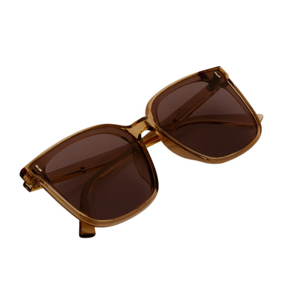 KARA - Polarized Womens Oversize Square Cat Eye Sunglasses Clear Brown Amber - MorspecsM1044-3