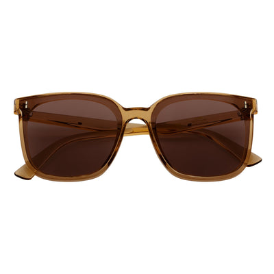 KARA - Polarized Womens Oversize Square Cat Eye Sunglasses Clear Brown Amber