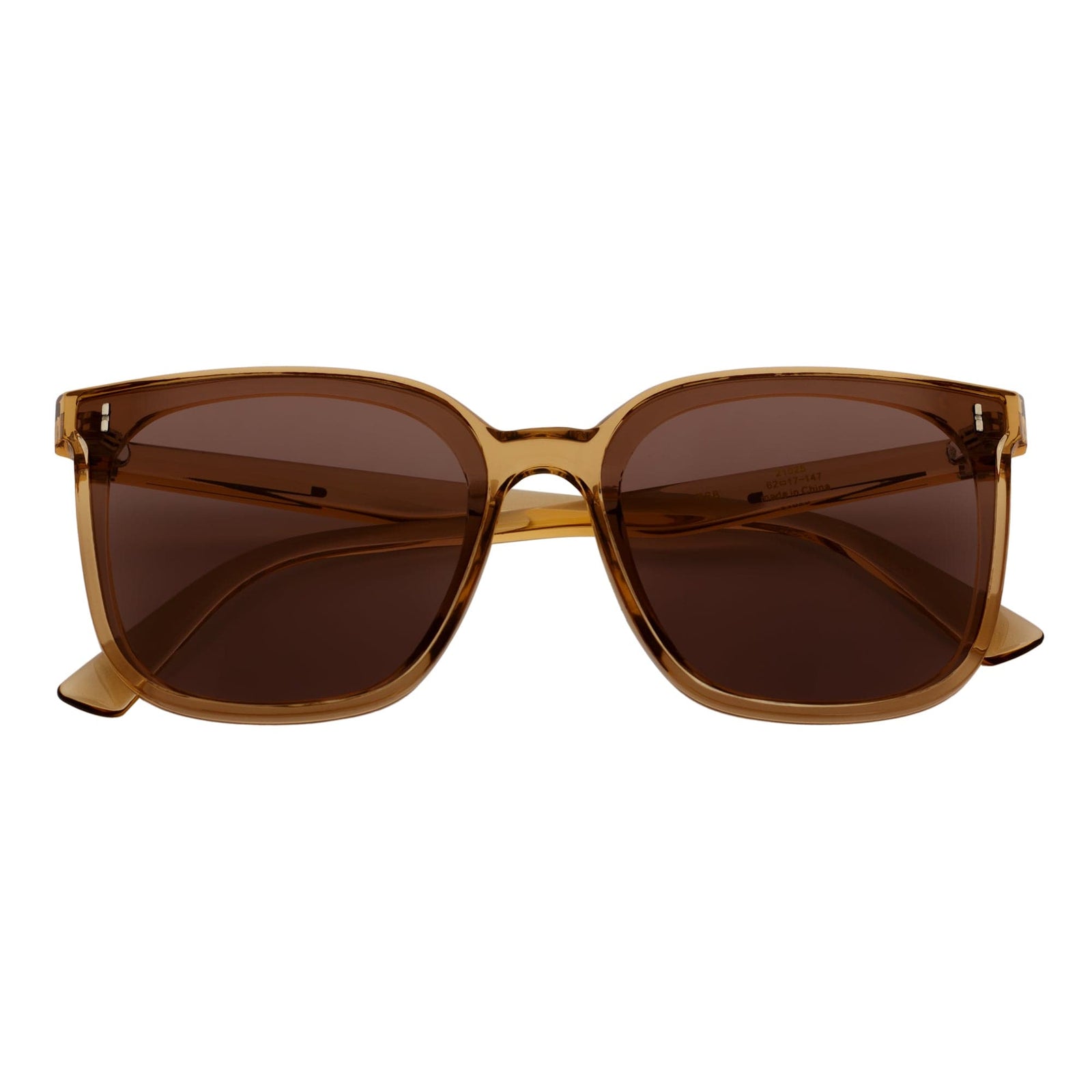 KARA - Polarized Womens Oversize Square Cat Eye Sunglasses Clear Brown Amber