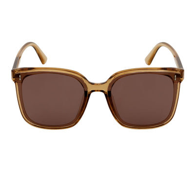 KARA - Polarized Womens Oversize Square Cat Eye Sunglasses Clear Brown Amber - MorspecsM1044-3
