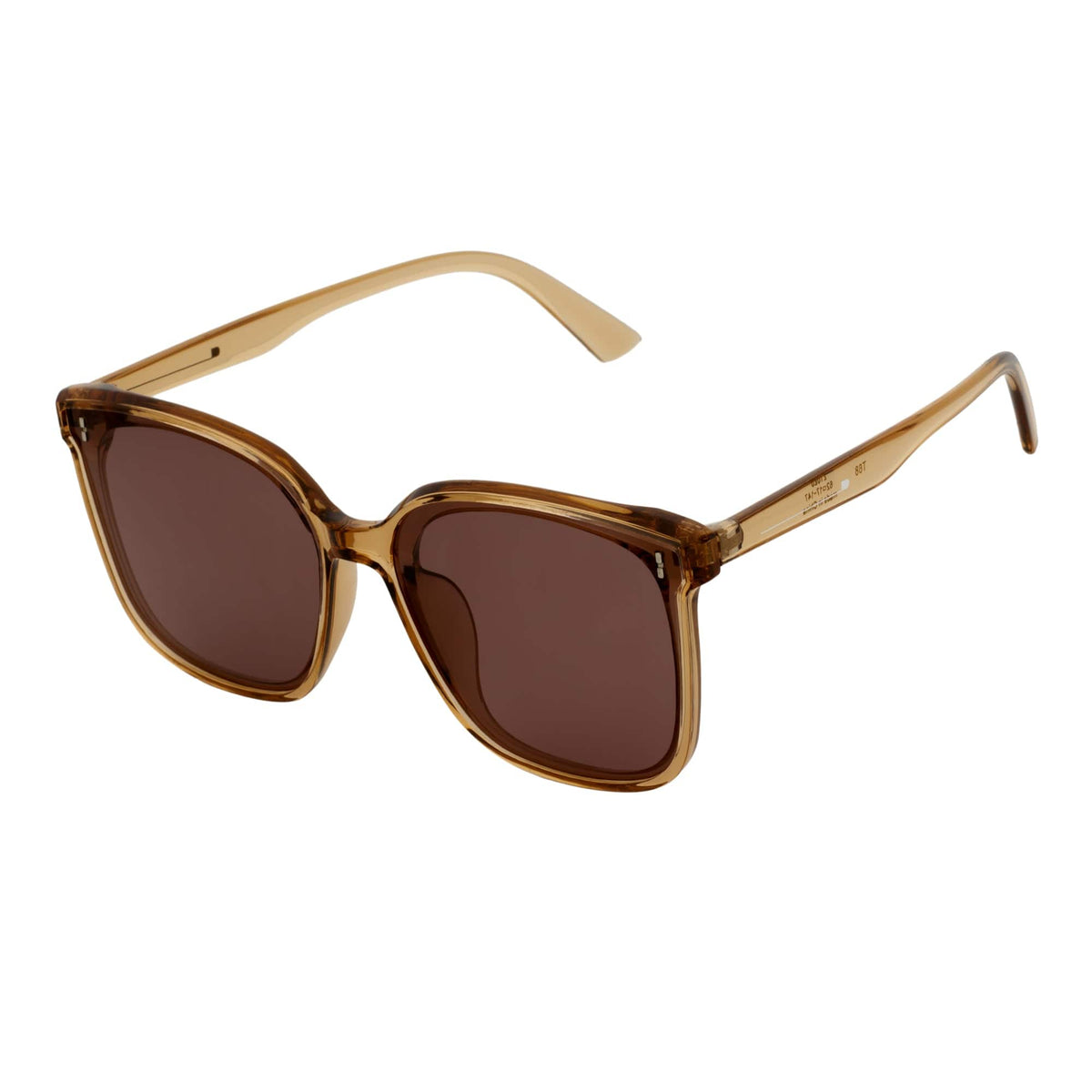 KARA - Polarized Womens Oversize Square Cat Eye Sunglasses Clear Brown Amber - MorspecsM1044-3