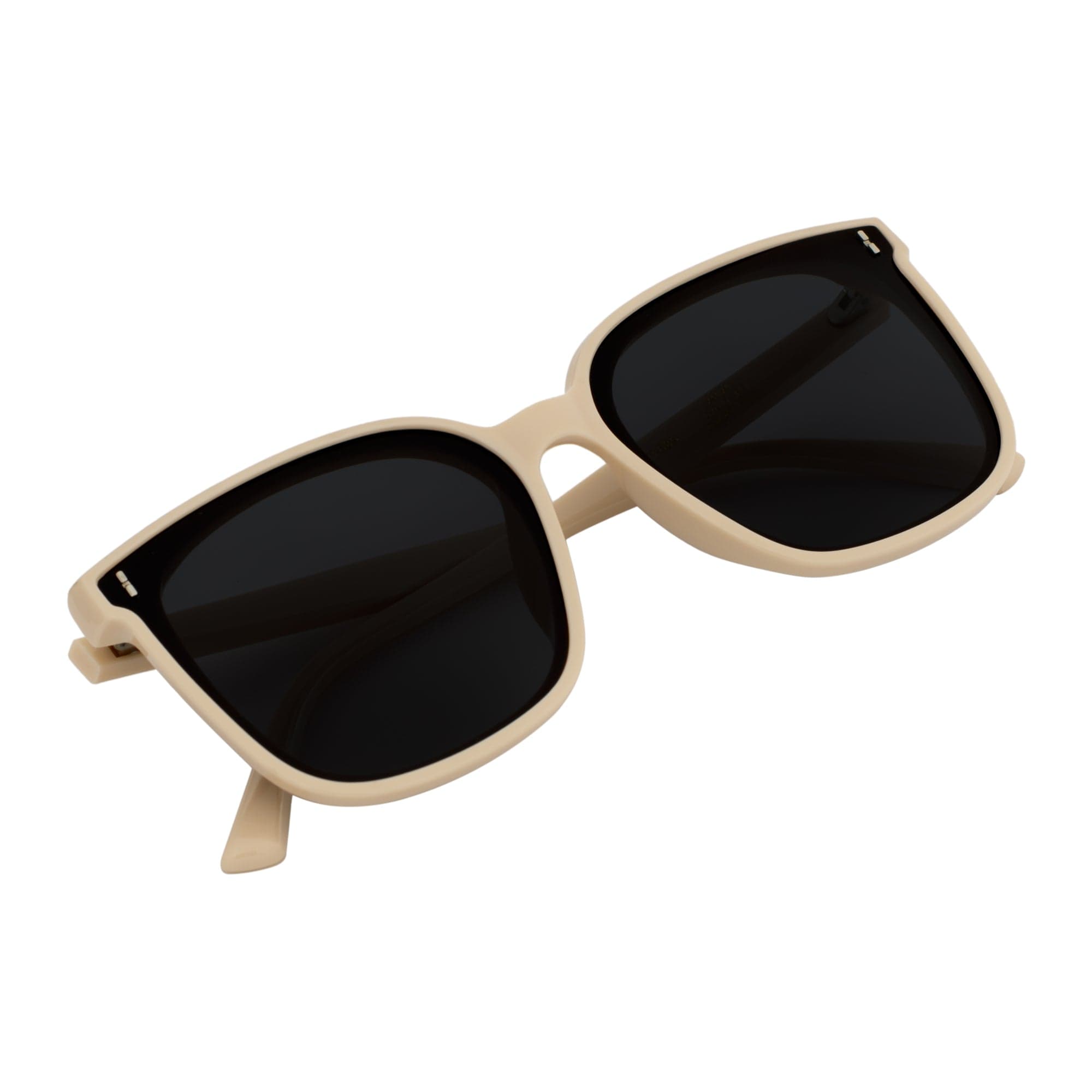 KARA - Polarized Womens Oversize Square Cat Eye Sunglasses Creme Smoke